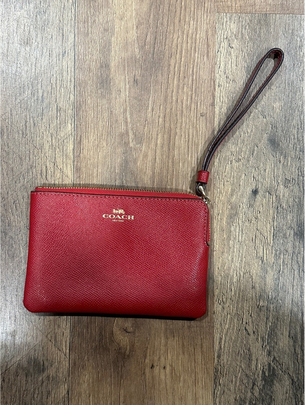 Coach red wristlet pouch